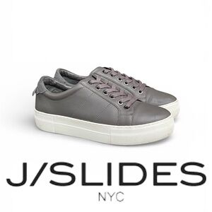 J/Slides Leather Platform Lace-up Sneaker in Gray Women’s Size 7